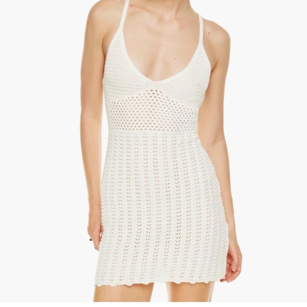 Aritzia Wilfred Cream Knit Crochet Dress